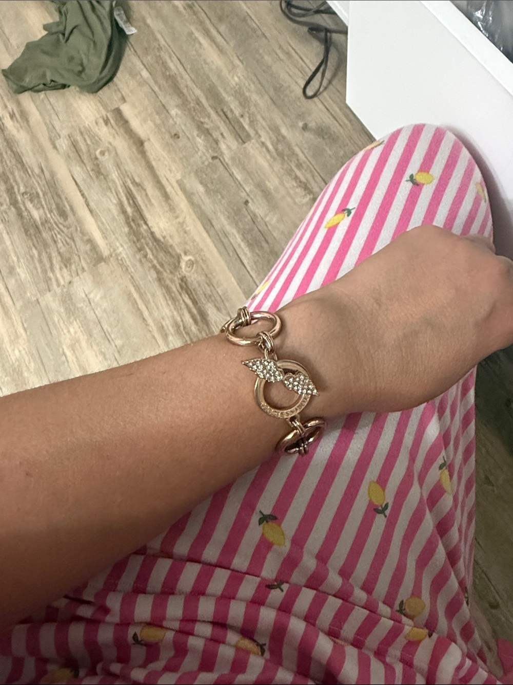 Victoria's Secret Gold-Tone Winged Link Bracelet with Crystal Accents